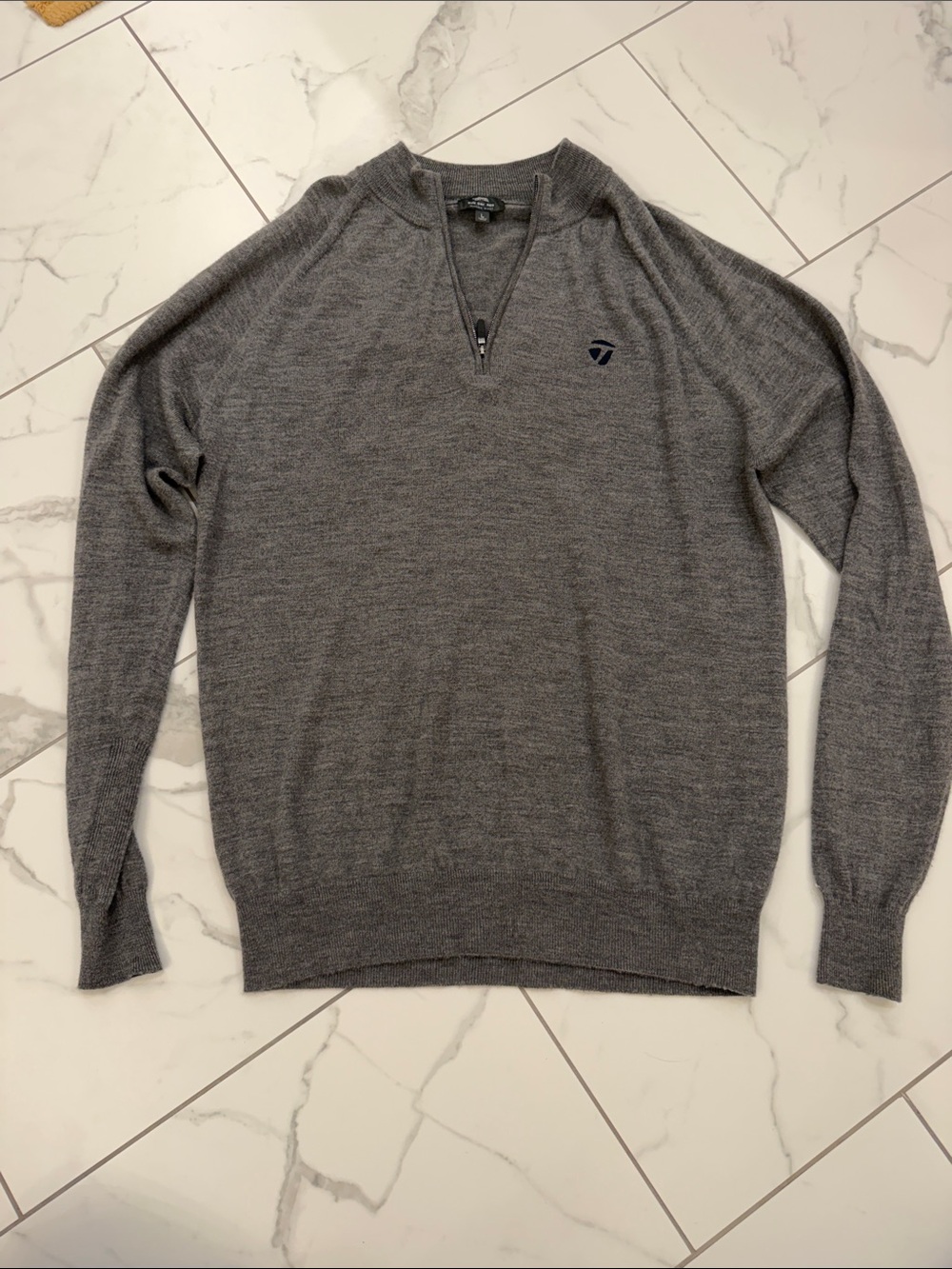 Sun Day Red 100% Merino Wool Half-Zip with TaylorMade Logo. Size Large.